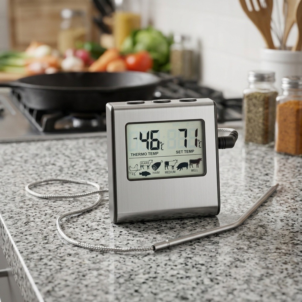 Meat Thermometer - 1pc LCD Digital Meat Thermometer With