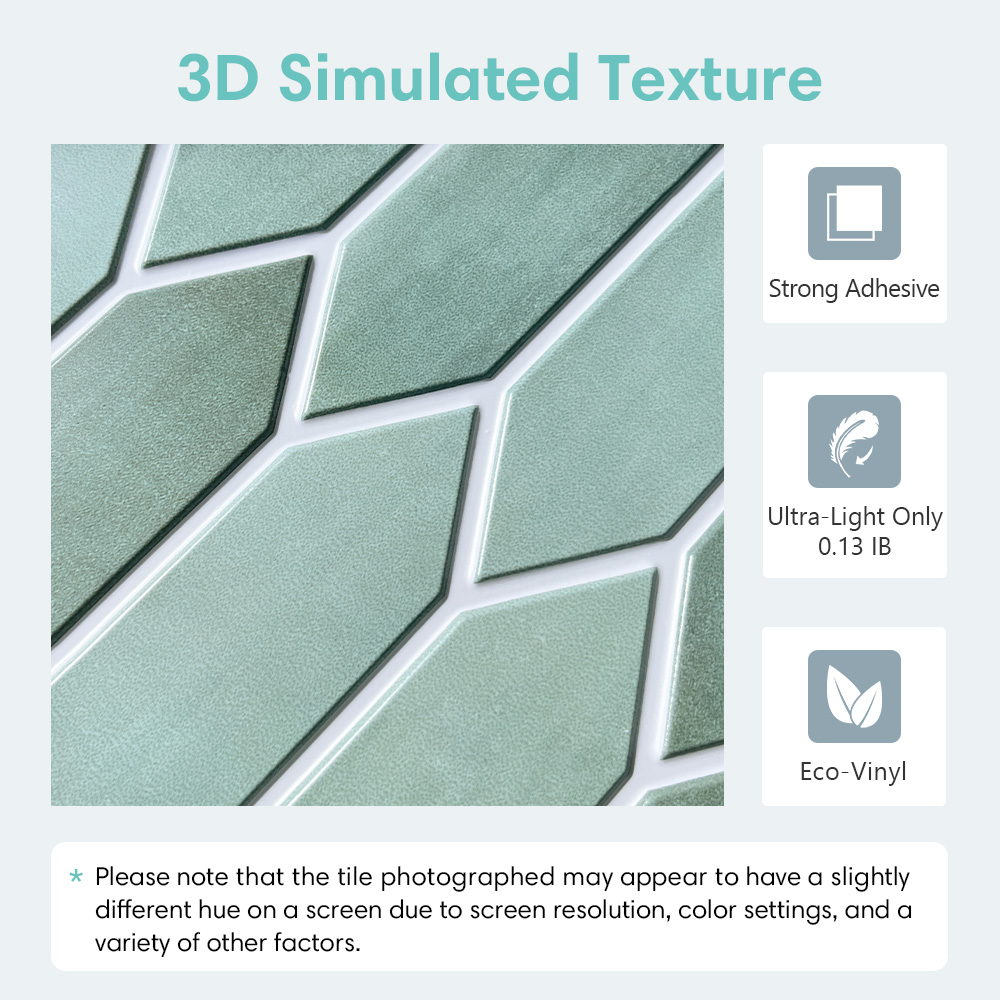 1/10pcs 3D Tile Sticker, Self- - Kitchen Gadgets Green 评论和价格