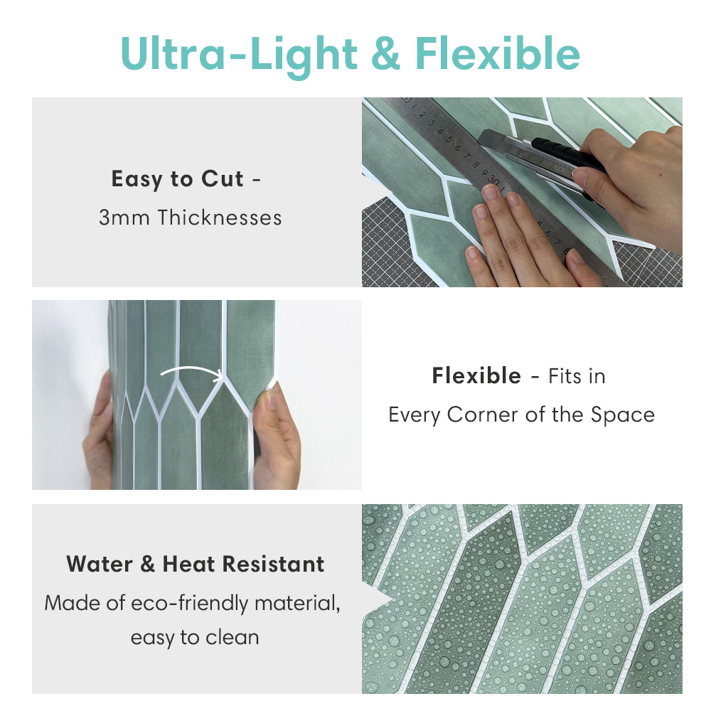 1/10pcs 3D Tile Sticker, Self- - Kitchen Gadgets Green 评论和价格