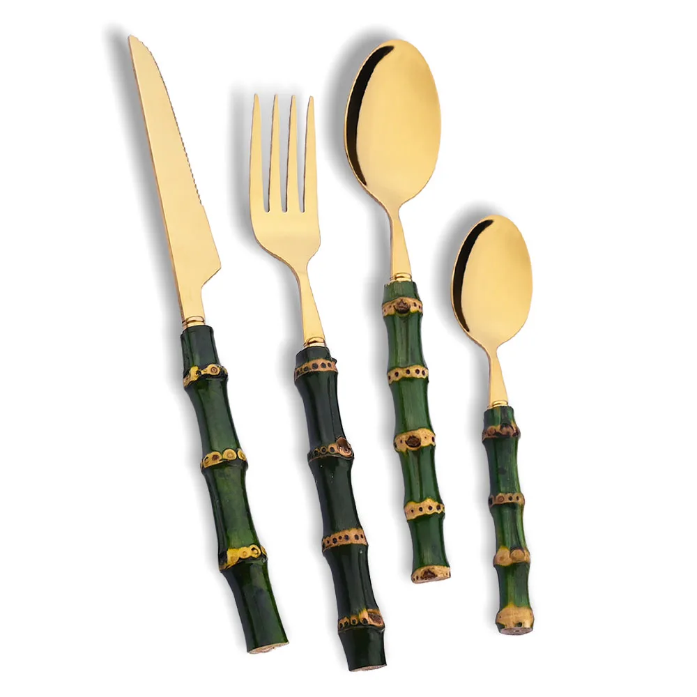 4Pcs Natural Bamboo Handle Din - Kitchen Gadgets Green 评论和价格