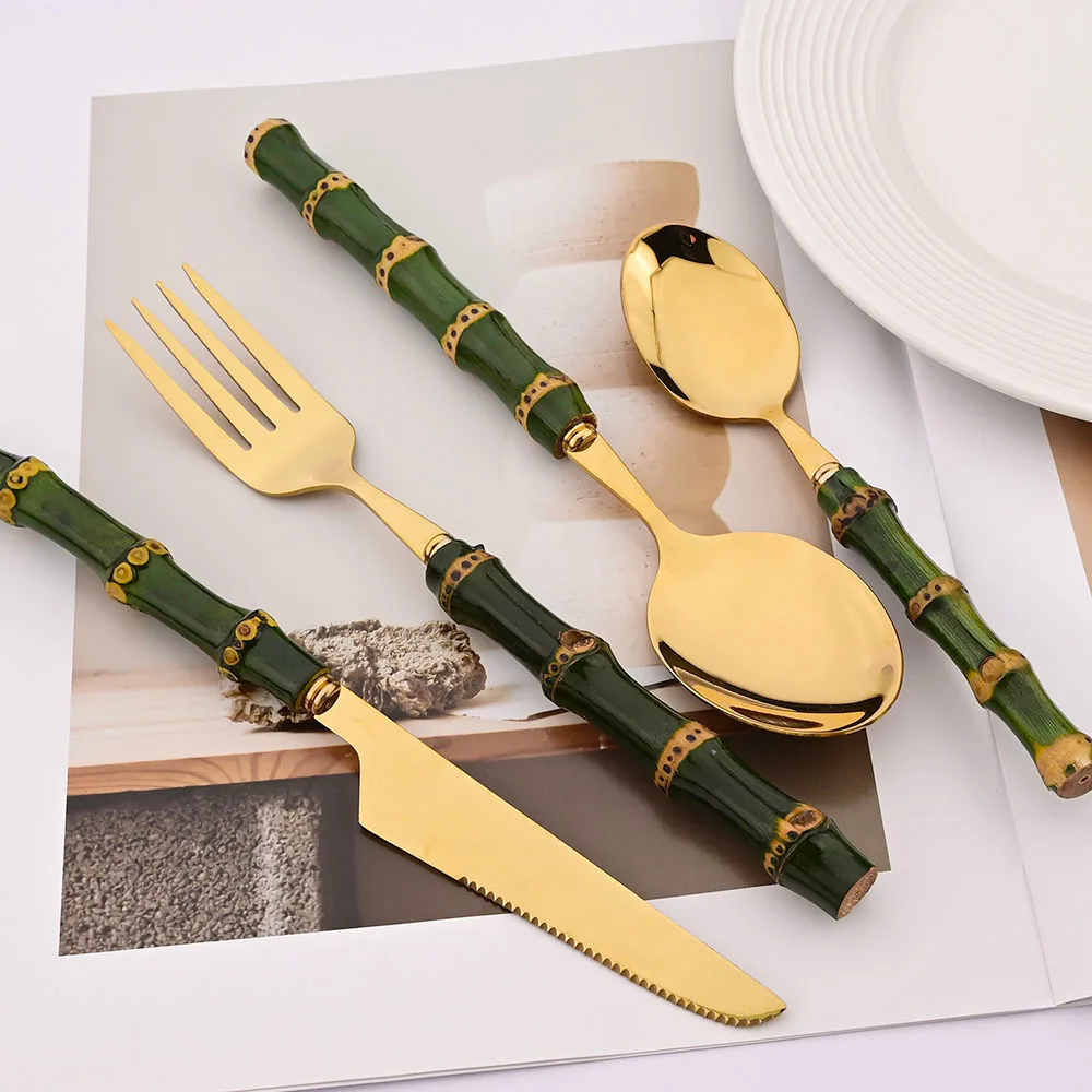 4Pcs Natural Bamboo Handle Din - Kitchen Gadgets Green 评论和价格