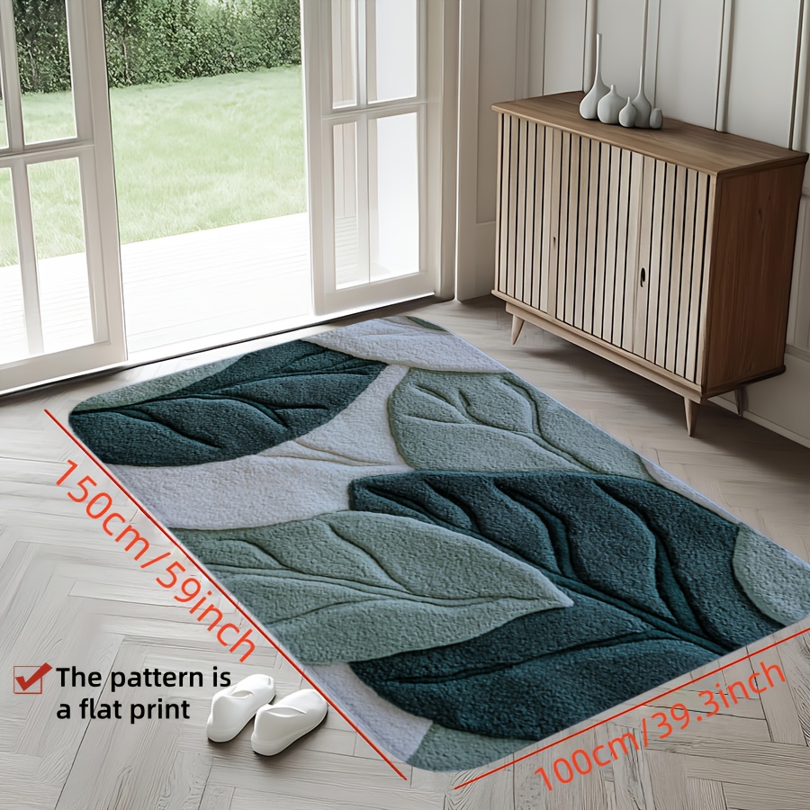 Green Leaf Print Bath Mat – No - Kitchen Gadgets Green 评论和价格