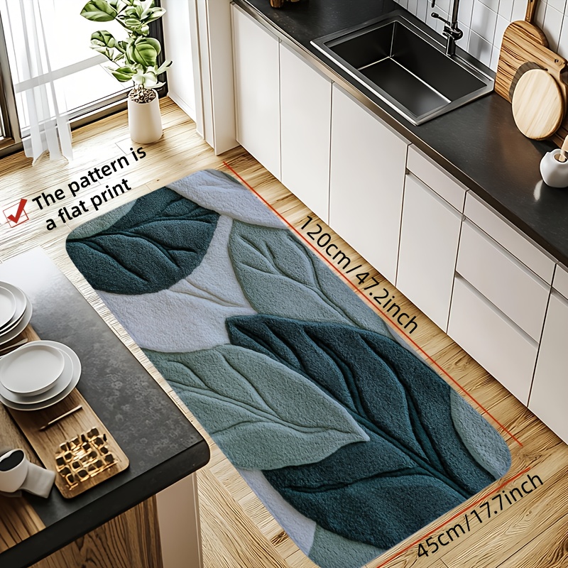 Green Leaf Print Bath Mat – No - Kitchen Gadgets Green 评论和价格